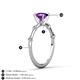 4 - Nuria 0.98 ctw (6.50 mm) Round Amethyst and Side Spaced Round Natural Diamond Engagement Ring 