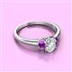 2 - Gemma 1.19 ctw GIA Certified Natural Diamond Oval Cut (7x5 mm) and Amethyst Trellis Three Stone Engagement Ring 