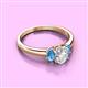 2 - Gemma 1.35 ctw GIA Certified Natural Diamond Oval Cut (7x5 mm) and Blue Topaz Trellis Three Stone Engagement Ring 