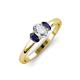 3 - Gemma 7x5 mm Oval Cut Lab Grown Diamond and Blue Sapphire Trellis Three Stone Engagement Ring 