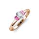 3 - Gemma 7x5 mm Oval Cut Lab Grown Diamond and Pink Sapphire Trellis Three Stone Engagement Ring 