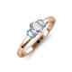 3 - Gemma 7x5 mm Oval Cut Lab Grown Diamond and Aquamarine Trellis Three Stone Engagement Ring 