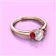 2 - Gemma 7x5 mm Oval Cut Lab Grown Diamond and Ruby Trellis Three Stone Engagement Ring 