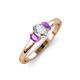 3 - Gemma 7x5 mm Oval Cut Lab Grown Diamond and Amethyst Trellis Three Stone Engagement Ring 