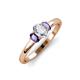 3 - Gemma 7x5 mm Oval Cut Lab Grown Diamond and Iolite Trellis Three Stone Engagement Ring 
