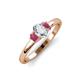 3 - Gemma 7x5 mm Oval Cut Lab Grown Diamond and Rhodolite Garnet Trellis Three Stone Engagement Ring 