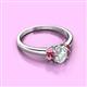 2 - Gemma 7x5 mm Oval Cut Lab Grown Diamond and Pink Tourmaline Trellis Three Stone Engagement Ring 