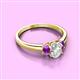 2 - Gemma 7x5 mm Oval Cut Lab Grown Diamond and Amethyst Trellis Three Stone Engagement Ring 