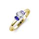 3 - Gemma 7x5 mm Oval Cut Lab Grown Diamond and Tanzanite Trellis Three Stone Engagement Ring 