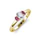 3 - Gemma 7x5 mm Oval Cut Lab Grown Diamond and Pink Tourmaline Trellis Three Stone Engagement Ring 