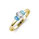 3 - Gemma 7x5 mm Oval Cut Lab Grown Diamond and Blue Topaz Trellis Three Stone Engagement Ring 