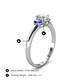4 - Gemma 7x5 mm Oval Cut Lab Grown Diamond and Tanzanite Trellis Three Stone Engagement Ring 
