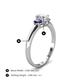 4 - Gemma 7x5 mm Oval Cut Lab Grown Diamond and Iolite Trellis Three Stone Engagement Ring 