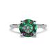 1 - Aisha 2.61 Ctw (8.00 mm) Round Created Alexandrite with side Lab Grown Diamond Hidden Halo Engagement ring