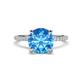1 - Aisha 2.35 Ctw (8.00 mm) Round Blue Topaz with side Lab Grown Diamond Hidden Halo Engagement ring