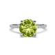1 - Aisha 2.15 Ctw (8.00 mm) Round Peridot with side Lab Grown Diamond Hidden Halo Engagement ring