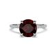 1 - Aisha 2.61 Ctw (8.00 mm) Round Red Garnet with side Lab Grown Diamond Hidden Halo Engagement ring
