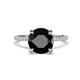 1 - Aisha 3.35 Ctw (8.00 mm) Round Black Diamond with side Lab Grown Diamond Hidden Halo Engagement ring