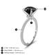 3 - Aisha 3.35 Ctw (8.00 mm) Round Black Diamond with side Lab Grown Diamond Hidden Halo Engagement ring
