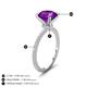 3 - Aisha 2.25 Ctw (8.00 mm) Round Amethyst with side Lab Grown Diamond Hidden Halo Engagement ring