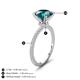 3 - Aisha 2.35 Ctw (8.00 mm) Round London Blue Topaz with side Lab Grown Diamond Hidden Halo Engagement ring
