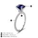 3 - Aisha 3.10 Ctw (8.00 mm) Round Created Blue Sapphire with side Lab Grown Diamond Hidden Halo Engagement ring