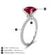 3 - Aisha 3.10 Ctw (8.00 mm) Round Created Ruby with side Lab Grown Diamond Hidden Halo Engagement ring