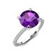 4 - Aisha 2.25 Ctw (8.00 mm) Round Amethyst with side Lab Grown Diamond Hidden Halo Engagement ring