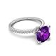 5 - Aisha 2.25 Ctw (8.00 mm) Round Amethyst with side Lab Grown Diamond Hidden Halo Engagement ring