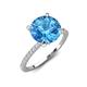 4 - Aisha 2.35 Ctw (8.00 mm) Round Blue Topaz with side Lab Grown Diamond Hidden Halo Engagement ring