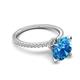 5 - Aisha 2.35 Ctw (8.00 mm) Round Blue Topaz with side Lab Grown Diamond Hidden Halo Engagement ring
