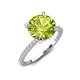 4 - Aisha 2.15 Ctw (8.00 mm) Round Peridot with side Lab Grown Diamond Hidden Halo Engagement ring