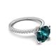 5 - Aisha 2.35 Ctw (8.00 mm) Round London Blue Topaz with side Lab Grown Diamond Hidden Halo Engagement ring