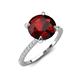 4 - Aisha 2.61 Ctw (8.00 mm) Round Red Garnet with side Lab Grown Diamond Hidden Halo Engagement ring