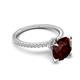 5 - Aisha 2.61 Ctw (8.00 mm) Round Red Garnet with side Lab Grown Diamond Hidden Halo Engagement ring