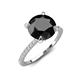 4 - Aisha 3.35 Ctw (8.00 mm) Round Black Diamond with side Lab Grown Diamond Hidden Halo Engagement ring