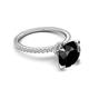 5 - Aisha 3.35 Ctw (8.00 mm) Round Black Diamond with side Lab Grown Diamond Hidden Halo Engagement ring