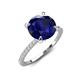 4 - Aisha 3.10 Ctw (8.00 mm) Round Created Blue Sapphire with side Lab Grown Diamond Hidden Halo Engagement ring