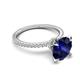 5 - Aisha 3.10 Ctw (8.00 mm) Round Created Blue Sapphire with side Lab Grown Diamond Hidden Halo Engagement ring