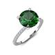 4 - Aisha 2.10 Ctw (8.00 mm) Round Created Emerald with side Lab Grown Diamond Hidden Halo Engagement ring