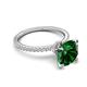 5 - Aisha 2.10 Ctw (8.00 mm) Round Created Emerald with side Lab Grown Diamond Hidden Halo Engagement ring
