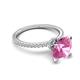 5 - Aisha 3.10 Ctw (8.00 mm) Round Created Pink Sapphire with side Lab Grown Diamond Hidden Halo Engagement ring