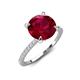 4 - Aisha 3.10 Ctw (8.00 mm) Round Created Ruby with side Lab Grown Diamond Hidden Halo Engagement ring