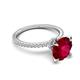5 - Aisha 3.10 Ctw (8.00 mm) Round Created Ruby with side Lab Grown Diamond Hidden Halo Engagement ring