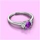 2 - Gemma 7x5 mm Oval Cut Amethyst and Lab Grown Diamond Trellis Three Stone Engagement Ring 