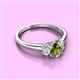 2 - Gemma 7x5 mm Oval Cut Peridot and Lab Grown Diamond Trellis Three Stone Engagement Ring 