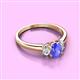 2 - Gemma 7x5 mm Oval Cut Tanzanite and Lab Grown Diamond Trellis Three Stone Engagement Ring 