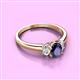 2 - Gemma 7x5 mm Oval Cut Iolite and Lab Grown Diamond Trellis Three Stone Engagement Ring 