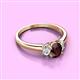 2 - Gemma 7x5 mm Oval Cut Red Garnet and Lab Grown Diamond Trellis Three Stone Engagement Ring 