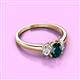 2 - Gemma 7x5 mm Oval Cut London Blue Topaz and Lab Grown Diamond Trellis Three Stone Engagement Ring 